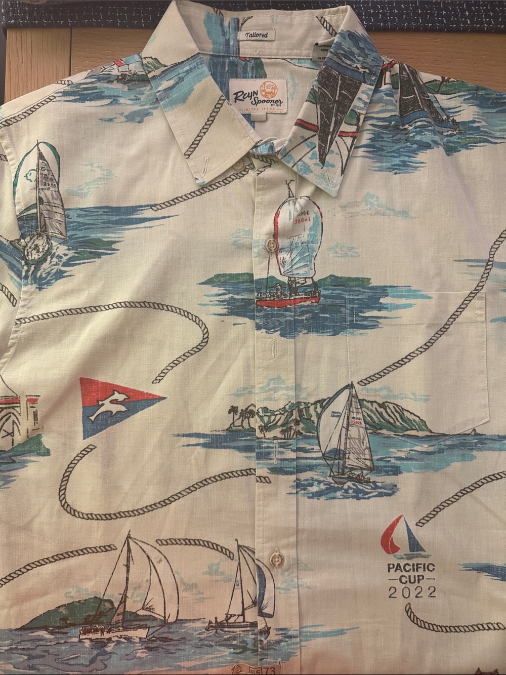 Reyn Spooner Regatta Sailboat Yacht Racing Aloha Shirt M Tailored White